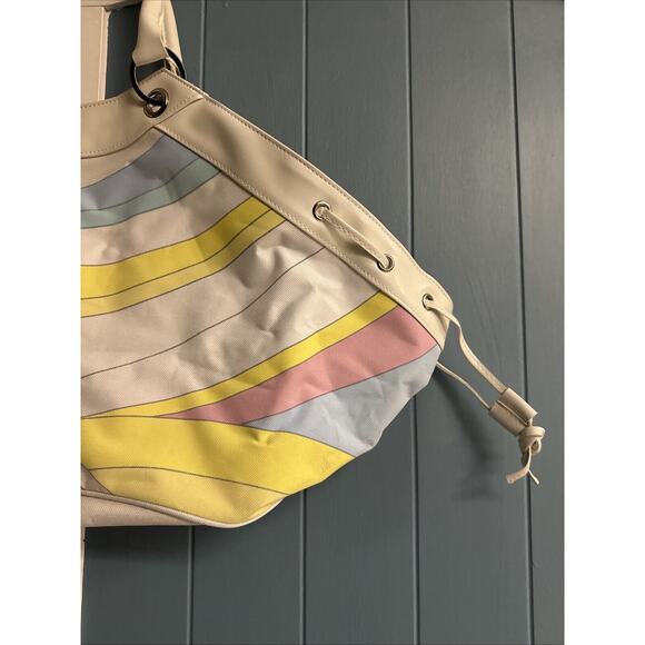 Biotherm Beach Tote Bag, White Yellow Blue Swirls Handles and Lining NWOT - Picture 4 of 7